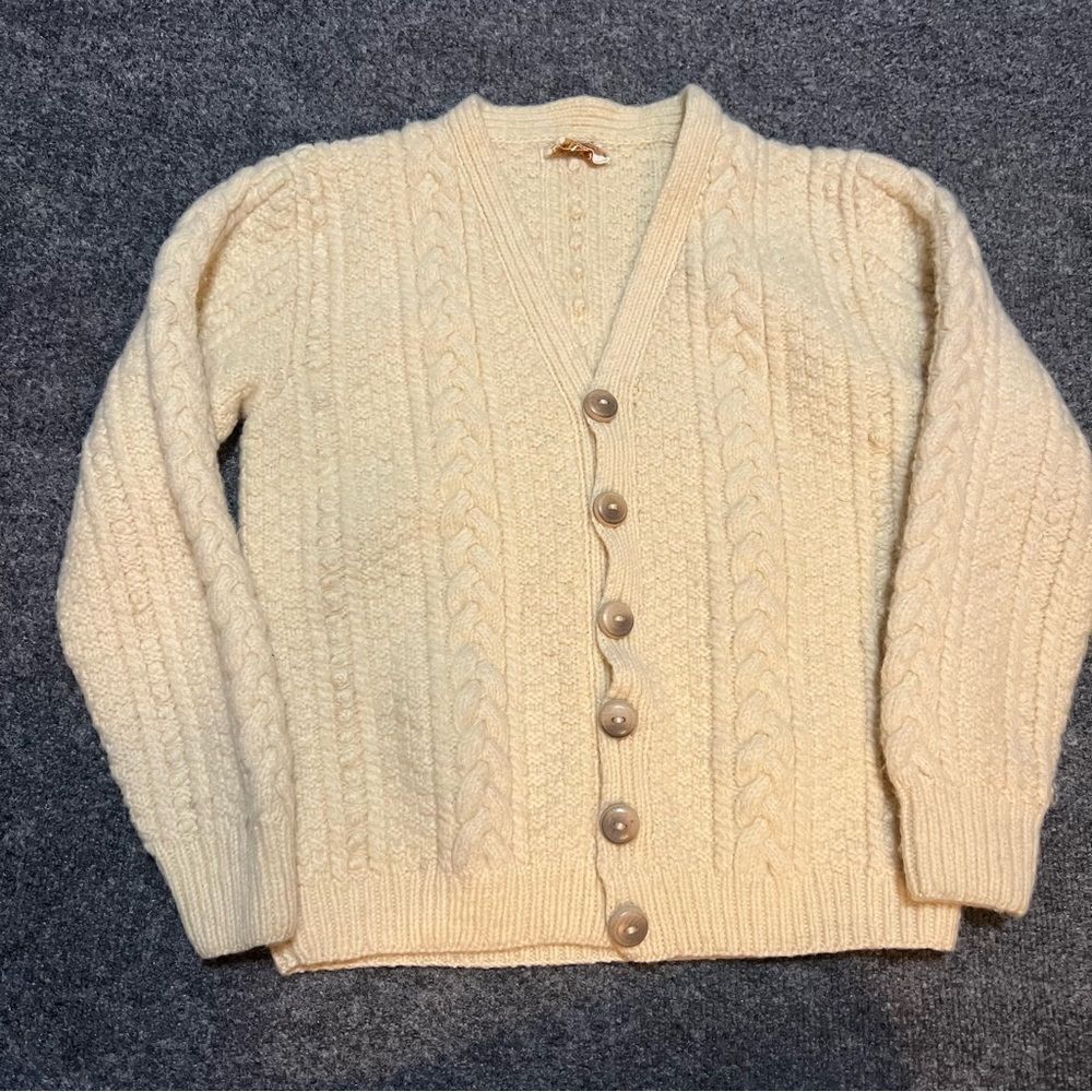 Vintage Cable Knit Beige Knit Sweater
